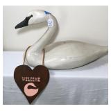 Large Wooden Swan-21x10 Inches