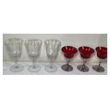 3 Pc Iridescent Stemware/3Pc Ruby Red Stemware