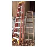 Wood ladder and Werner 8 Ft Metal Ladder