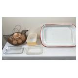 Enamel Pan/Egg Basket/Butter Dish/ Etc