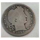 1898 Barber Quarter-90% Silver