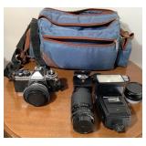 Vtg Nikon FE2 Camera/Extra Lenses/Flash/Etc