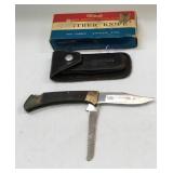 Vtg Panther Knife with Cowhide Pouch