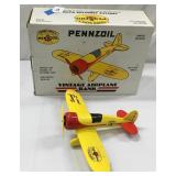 Ltd Edition Pennzoil Die Cast Metal Airplane Bank
