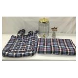 Glass Water DIspenser/Picnic Blanket/Etc