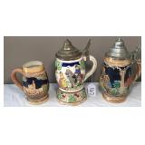 Trio of Vtg Beer Steins-1 with Music Box