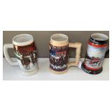 Three Budweiser Beer Steins