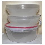 3 Pc Plastic Bowl/Pie Container