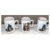 Trio Norman Rockwell Porcelain Tankards