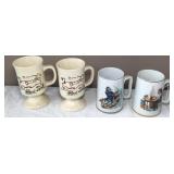 2 Norman Rockwell Mugs/2 Nassau Mugs