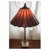 Vtg Tiffany Style Lamp W/ Leaded Glass Shade