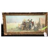 Vtg Chromolithograph 'attack on an Emigrant Train'