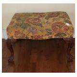 Chippendale Style Upholstered Mahogany Footstool