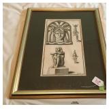 Vtg Print of Egyptian Artifacts