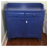 Vtg Painted Wooden Sideboard on Casters