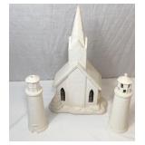 Large Church/2 Medium Lighthouses Raw Ceramis