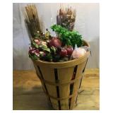 Large Basket of Artificial Flowers/Apples/Etc