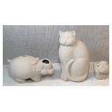 Large Cat/Medium Piggy/Small Cow Raw Ceramics