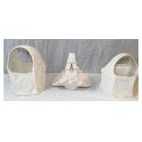 Trio of Medium Size Raw Ceramic Baskets