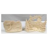 Pair of Raw Ceramic Christmas Decor