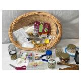 Sewing/Craft Lot with Large Basket