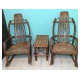 2 Rustic Bentwood Rockers/1 Table-Some Weathering
