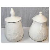 Pair of Raw Ceramic Jars w/ Lids