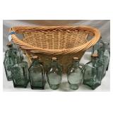 Large Basket of Glass Bottles