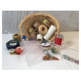 Basket of Ribbon.Twine. Tulle