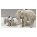 1 Large 1 Medium Raw Ceramic Elephants-