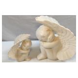 Large and Small Raw Ceramic Angels