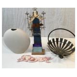 Angel/Raw Ceramic Vase/Metal Basket/Incense Burner