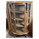 AwesomeVictorian Tiger Oak Bow Front Curio Cabinet