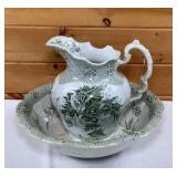 Vtg English Porcelain Basin/Pitcher
