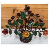 Vtg Metal Rosebush Basket-16 Inches Across