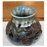 Pretty Leaf Pottery Vase-J Shamblin-7 Inches
