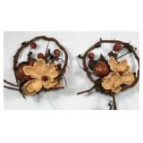 Pair of Pretty Round Magnolia Decor