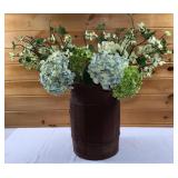 Antique Wooden Nail Keg with Floral Decor