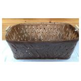Antique Woven Gathering Basket w/ Wooden Handles