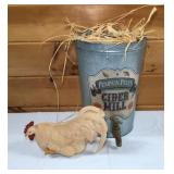 Cider Mill Metal Tin with Rooster Decor