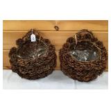 Vtg Pinecone Wall Baskets-12 Inches Across