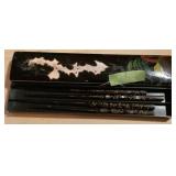 Black Laquer Chopstick Set w/ Sliding Storage Box