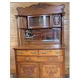 Phenominal Victorian Oak Mirrored Sideboard