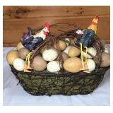 Cute Rooster Egg Basket Decor
