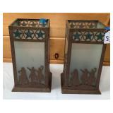 Metal/Glass Cowboy Candle Holders