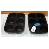 Pair of Old Mountain 6 Ct Cast Iron Muffin Pans
