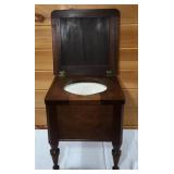 Antique Wooden/Porcelain Potty Chair-15x15x17 Ins