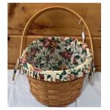 Pretty Longaberger Basket w/ Liner-8 Inches Across