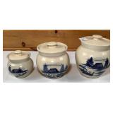 Trio of Vtg Paul Storie Stoneware Canisters