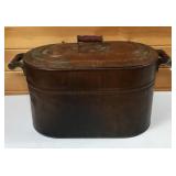 Large Antique Copper Boiler w/ Wooden Handles
